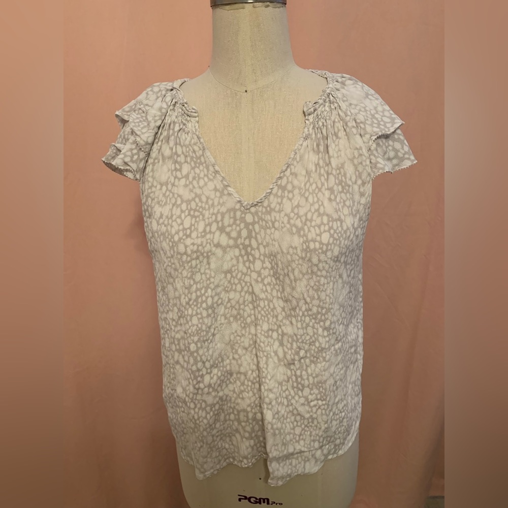 A New Day grey and white spotted print blouse. Size medium